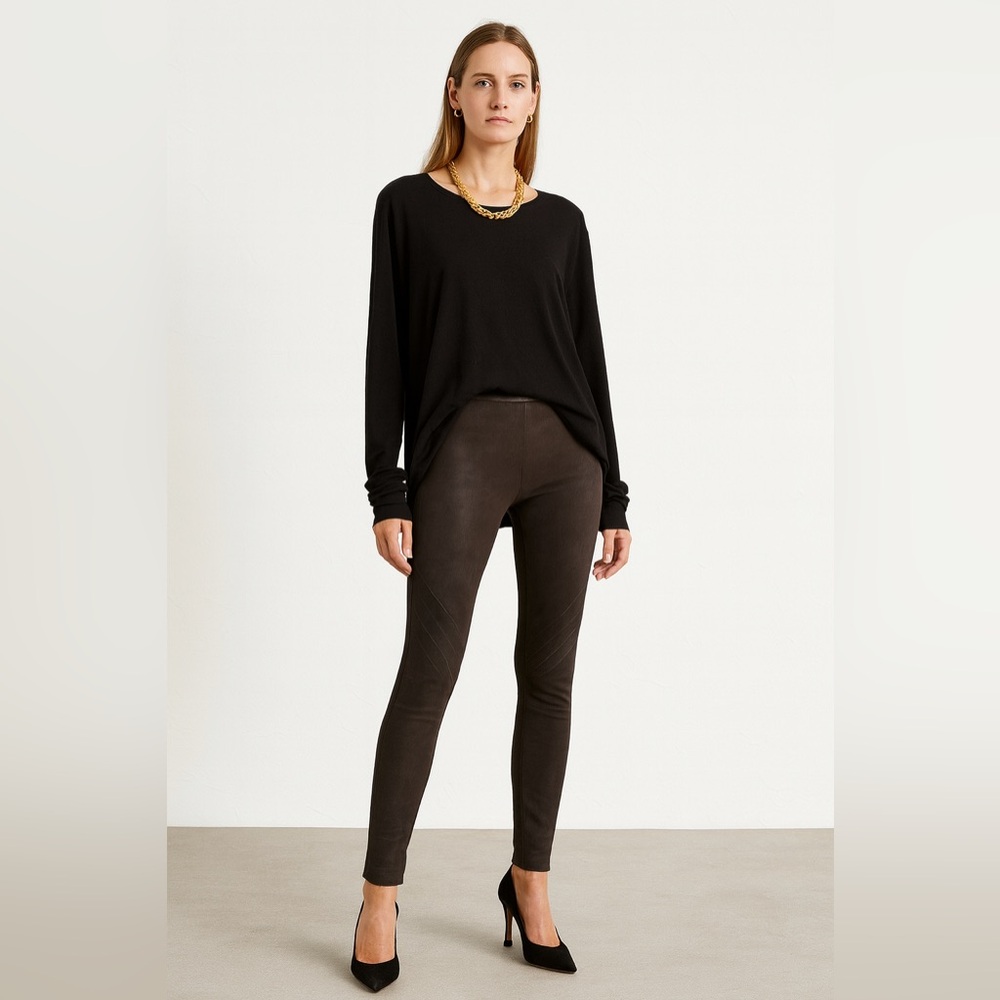 RICK OWENS DISTRESSED LEATHER LEGGINGS